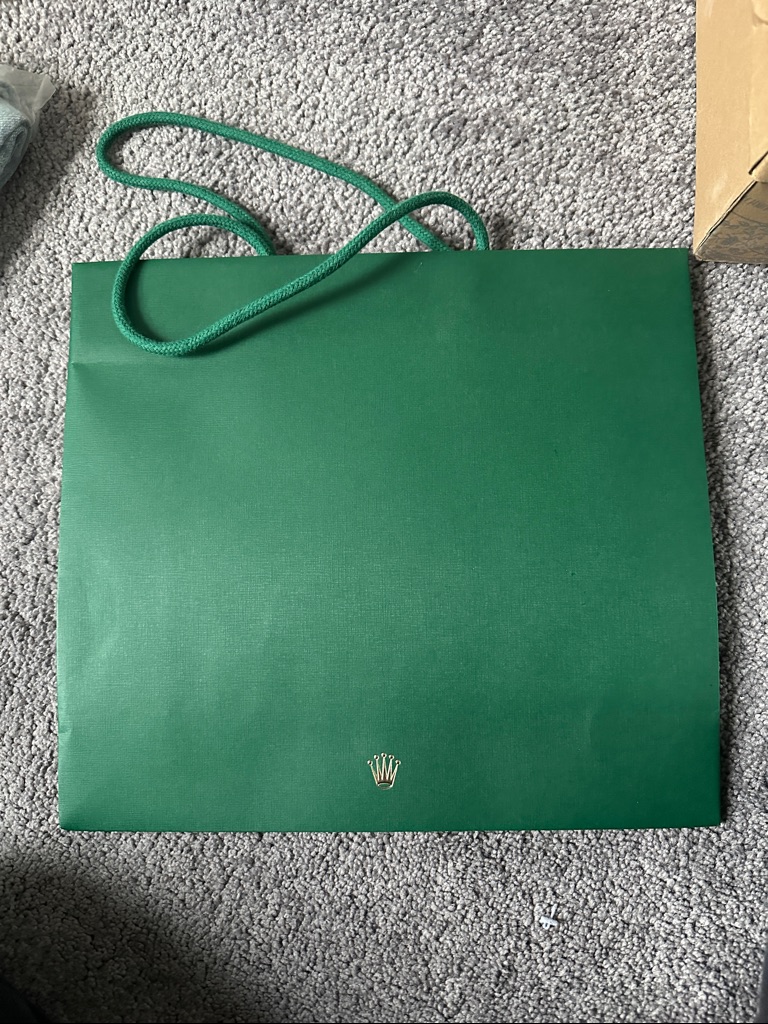 Rolex Green Shopping Tote With Gold Crown